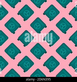 Green safe, seamless pattern on pink background. Stock Vector