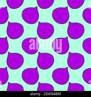 Purple fig, seamless pattern on mint green background. Stock Vector