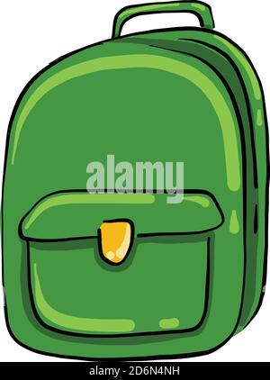 Green backpack, illustration, vector on white background Stock Vector
