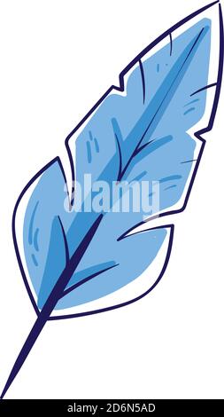 Blue feather, illustration, vector on white background Stock Vector