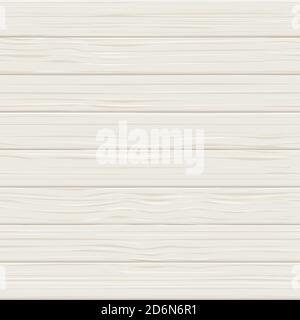 Wooden white seamless realistic texture. Light wood planks vector background. Table board or floor surface illustration. Stock Vector