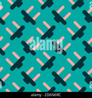 Electric plug, seamless pattern on blue background. Stock Vector