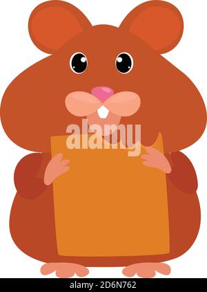 Hamster with cheese, illustration, vector on white background Stock Vector
