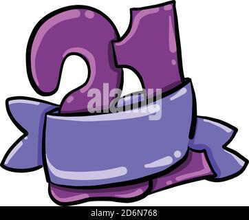 Happy twenty one, illustration, vector on white background Stock Vector