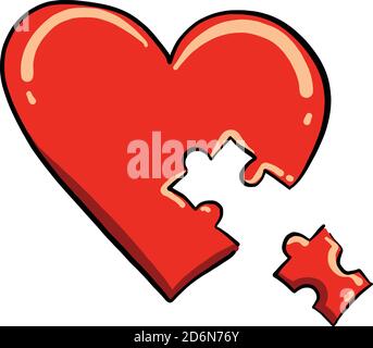 Heart puzzle, illustration, vector on white background Stock Vector