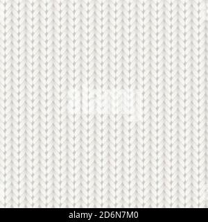Knitted vector seamless pattern. White merino wool knit texture. Realistic warm and cozy handmade knitting background. Stock Vector