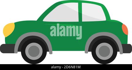 Green car, illustration, vector on white background Stock Vector