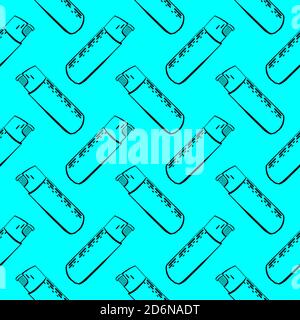 Blue lighter, seamless pattern on blue background. Stock Vector