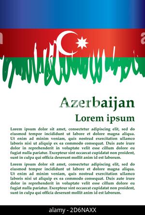 Flag of Azerbaijan, Republic of Azerbaijan. template for award design, an official document with the flag of Azerbaijan. Bright, colorful vector illus Stock Vector