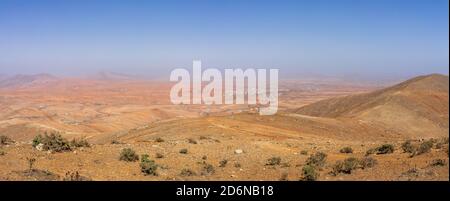 Panoramic view of beautiful landscape from Mirador (viewpoint) de Morro Velosa. Fuerteventura. Canary Island. Spain. Stock Photo