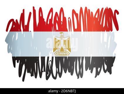 Flag of Egypt, Arab Republic of Egypt. Bright, colorful vector illustration. Stock Vector