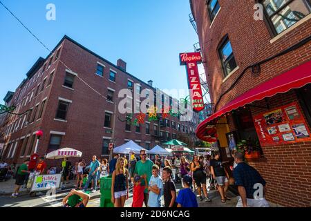 Regina Pizzeria in Thacher Street in Boston's North End, Boston, Massachusetts, USA Stock Photo