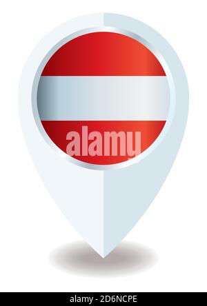 Flag of Austria, location icon for Multipurpose, Republic of Austria. Stock Vector