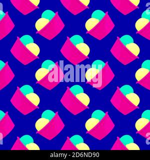 Small ice cream, seamless pattern on dark blue background. Stock Vector