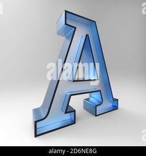 3D alphabet A design rendering with blurry glass material illustration and clipping path for use on any background Stock Photo