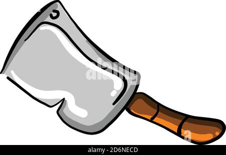 Meat knife, illustration, vector on white background Stock Vector