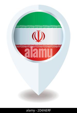 Flag of Iran, location icon for Multipurpose, Islamic Republic of Iran. Stock Vector