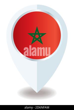 Flag of Morocco, location icon for Multipurpose, Kingdom of Morocco. Stock Vector
