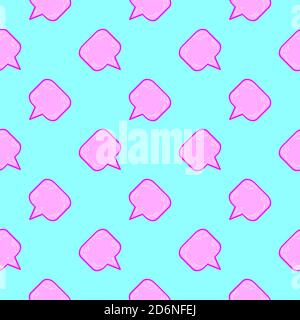 Pink conversation bubbles, seamless pattern on light blue background. Stock Vector