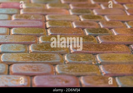 pink paving slab after rain for background Stock Photo