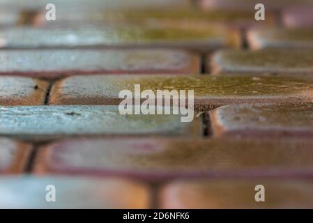 pink paving slab after rain for background Stock Photo