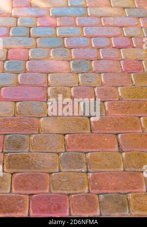 pink paving slab after rain for background Stock Photo