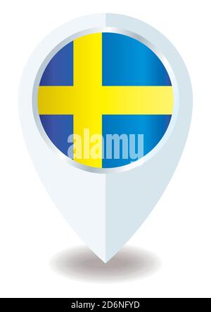 Flag of Sweden, location icon for Multipurpose, Kingdom of Sweden. Stock Vector