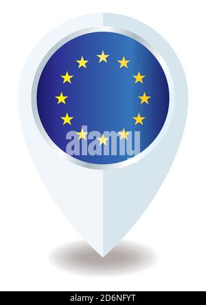 Flag of Europe, location icon for Multipurpose, European Union. Stock Vector