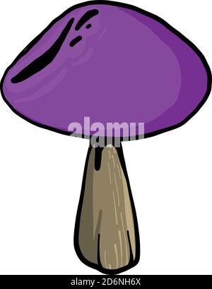 Purple mushroom, illustration, vector on white background Stock Vector