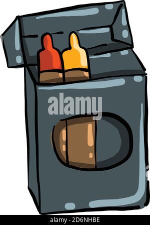 Oil pencils in a box, illustration, vector on white background Stock Vector