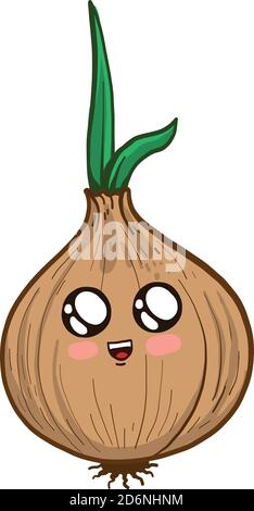 Cute onion, illustration, vector on white background Stock Vector