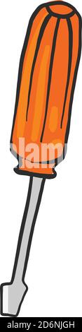 Orange screwdriver, illustration, vector on white background Stock Vector