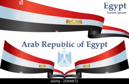 Flag of Egypt, Arab Republic of Egypt. Bright, colorful vector illustration. Stock Vector