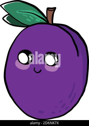 Cute little plum, illustration, vector on white background Stock Vector