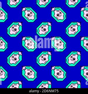 Little mirrors, seamless pattern on blue background. Stock Vector