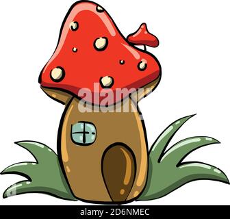 Mushroom house, illustration, vector on white background Stock Vector