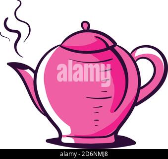 Pink teapot, illustration, vector on white background Stock Vector