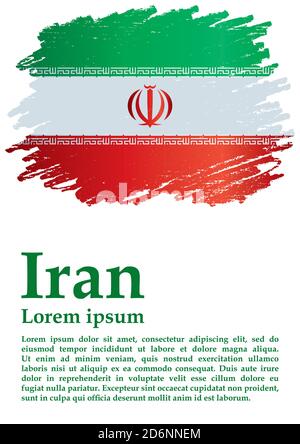 Flag of Iran, Islamic Republic of Iran. template for award design, an official document with the flag of Iran. Bright, colorful vector illustration. Stock Vector