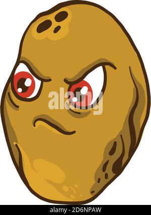 Angry potato, illustration, vector on white background Stock Vector