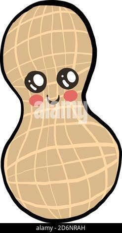 Cute peanut, illustration, vector on white background Stock Vector