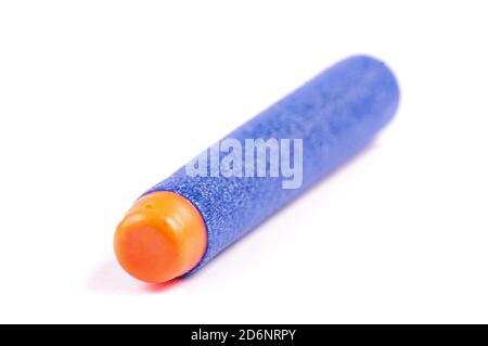 Toy gun bullet made from foam and rubber isolated on the white background Stock Photo