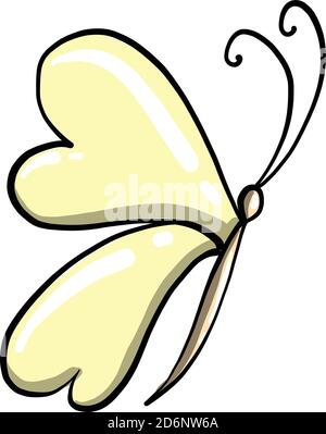 Yellow simple butterfly, illustration, vector on white background Stock Vector