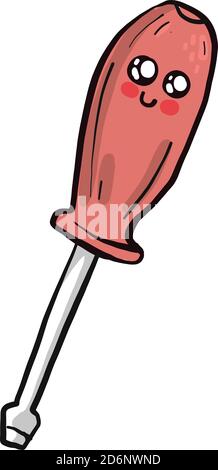 Red screwdriver, illustration, vector on white background Stock Vector