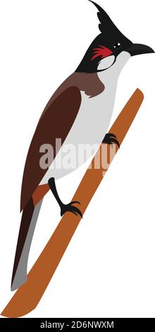Small songbird, illustration, vector on white background Stock Vector