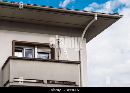 Apartment building with preparation of the ducts for new AC air conditioning installation Stock Photo