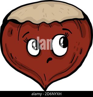 Surprised hazelnut, illustration, vector on white background Stock Vector