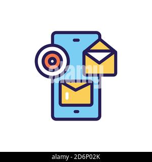 Targeted messaging line color icon. SMM promotion.  Stock Vector