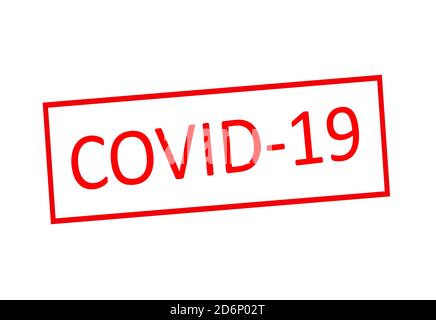 Illustration of the word Covid-19 written in red text. The concept of fighting viruses around the world. Stock Photo