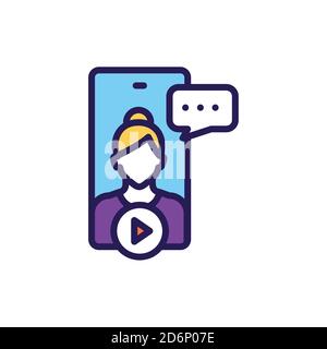 Video broadcast line color icon. SMM promotion.  Stock Vector