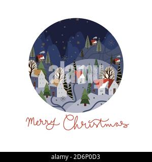 Round Christmas-themed plate design. Vector cartoon flat illustration. Stock Vector